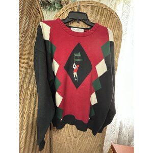John Ashford Golf Men's Large Long Sleeve Knit Sweater Argyle